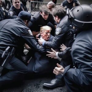 トランプ前米大統領が警察に逮捕されたように見せる人工知能（ＡＩ）合成写真　［Ｘ　キャプチャー］